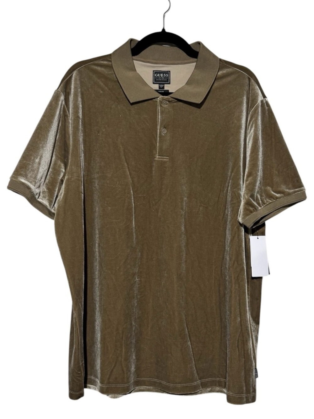 Guess NWT Metallic Velvet Polo Shirt Men Size XXL Edgy Streetwear Formal Holiday